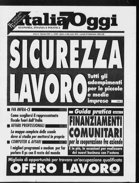 Italia oggi : quotidiano di economia finanza e politica